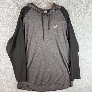Neleus Hooded Athletic Shirt Gray Black Long Sleeve Performance Mens 2XL